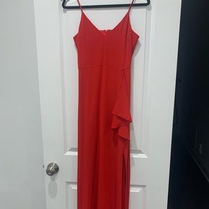 Express red maxi dress with side slit